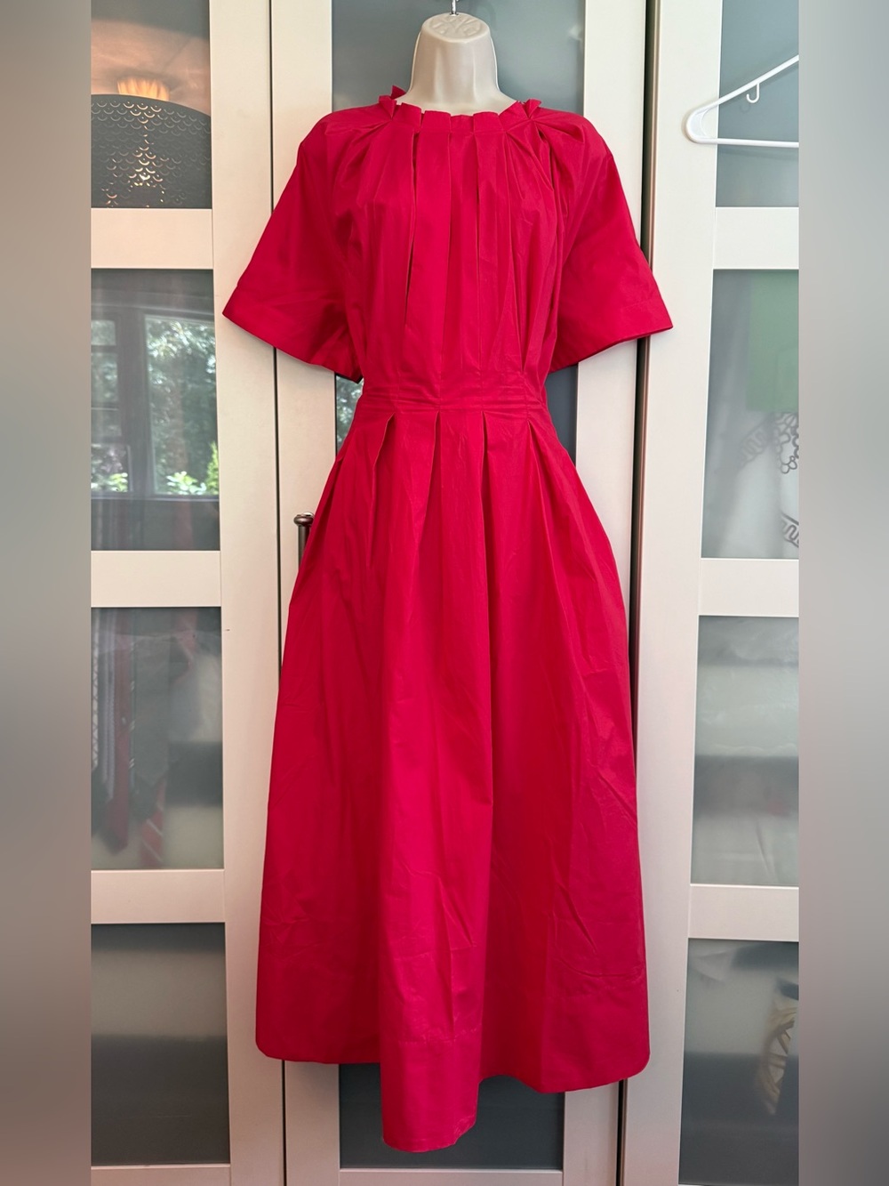 Banana Republic Hot Pink Gathered Waist Dress Large